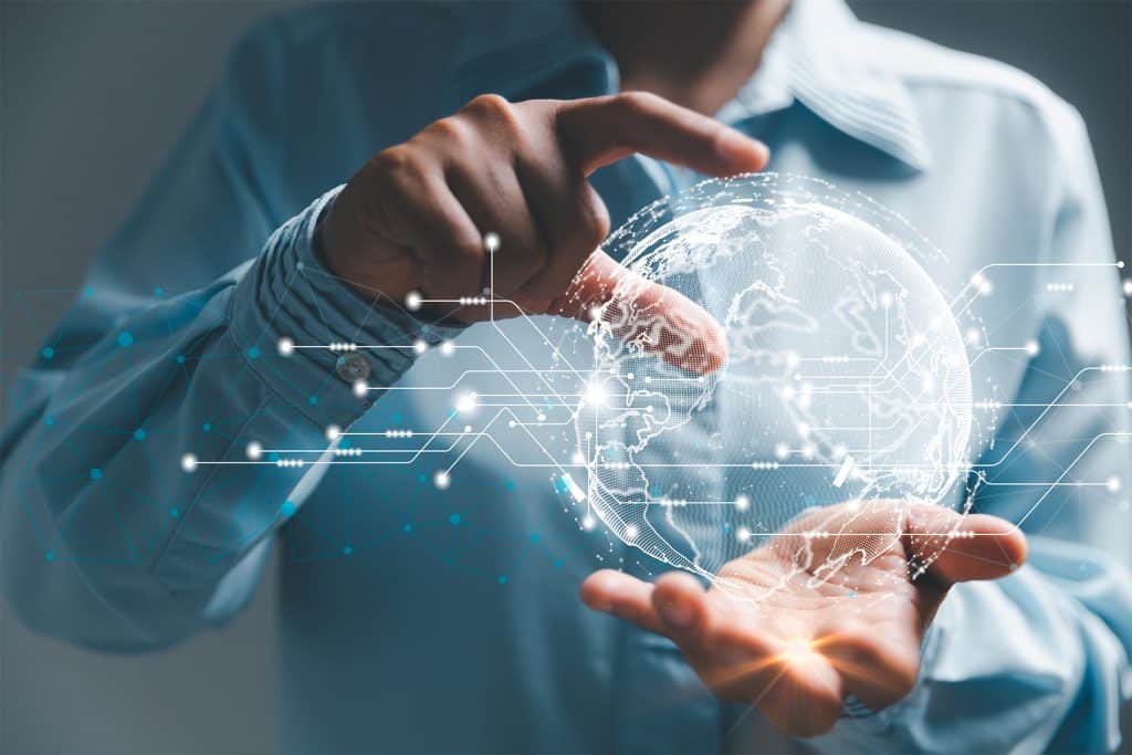 Man with a world globe